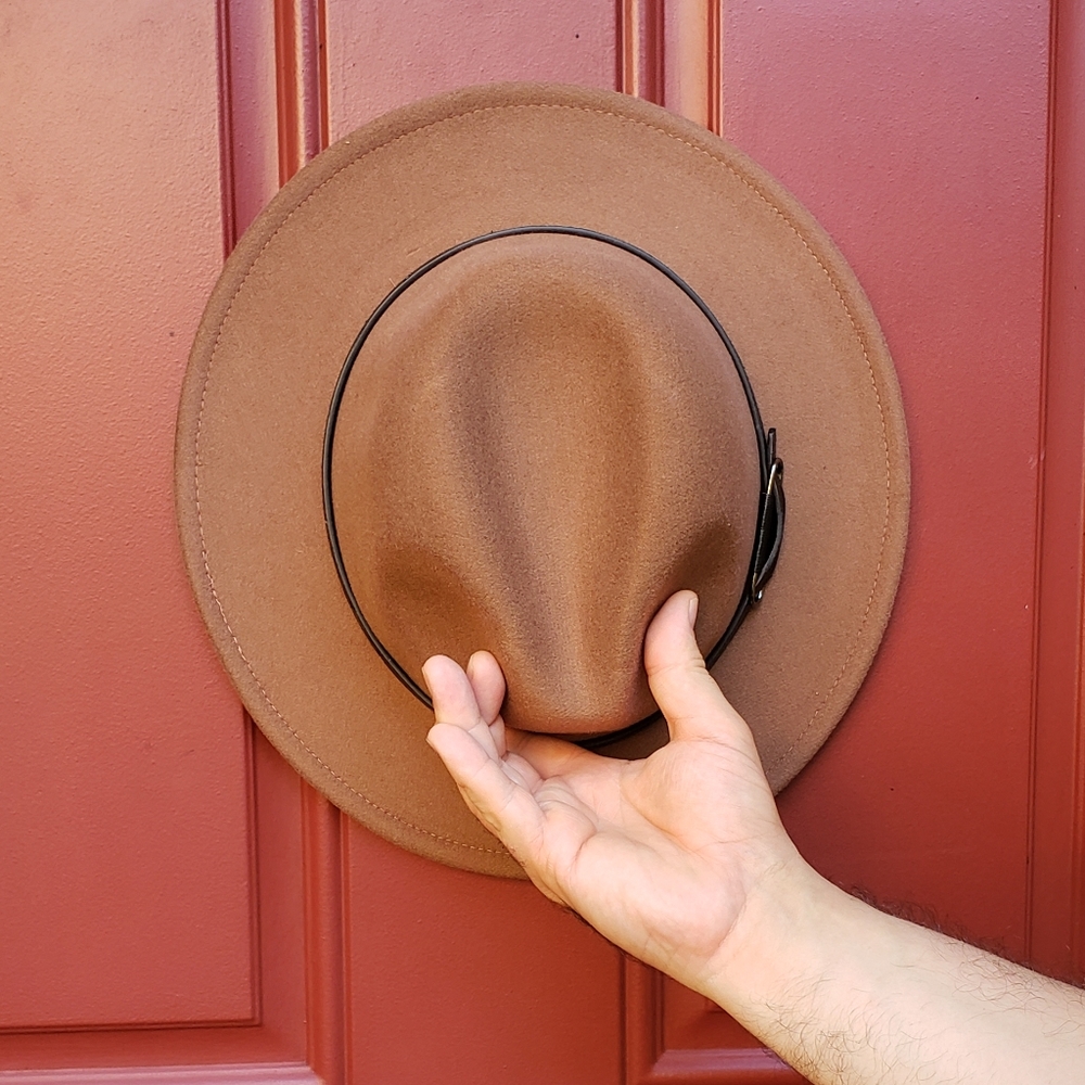 Panama hat in mocha with buckled belt unisex - Picture 1 of 7